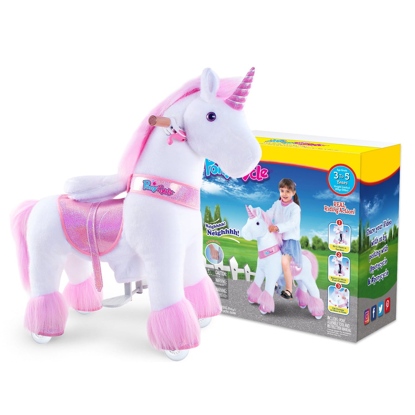 Ride-on Unicorn Age 3-4 Pink(EU in Stock)