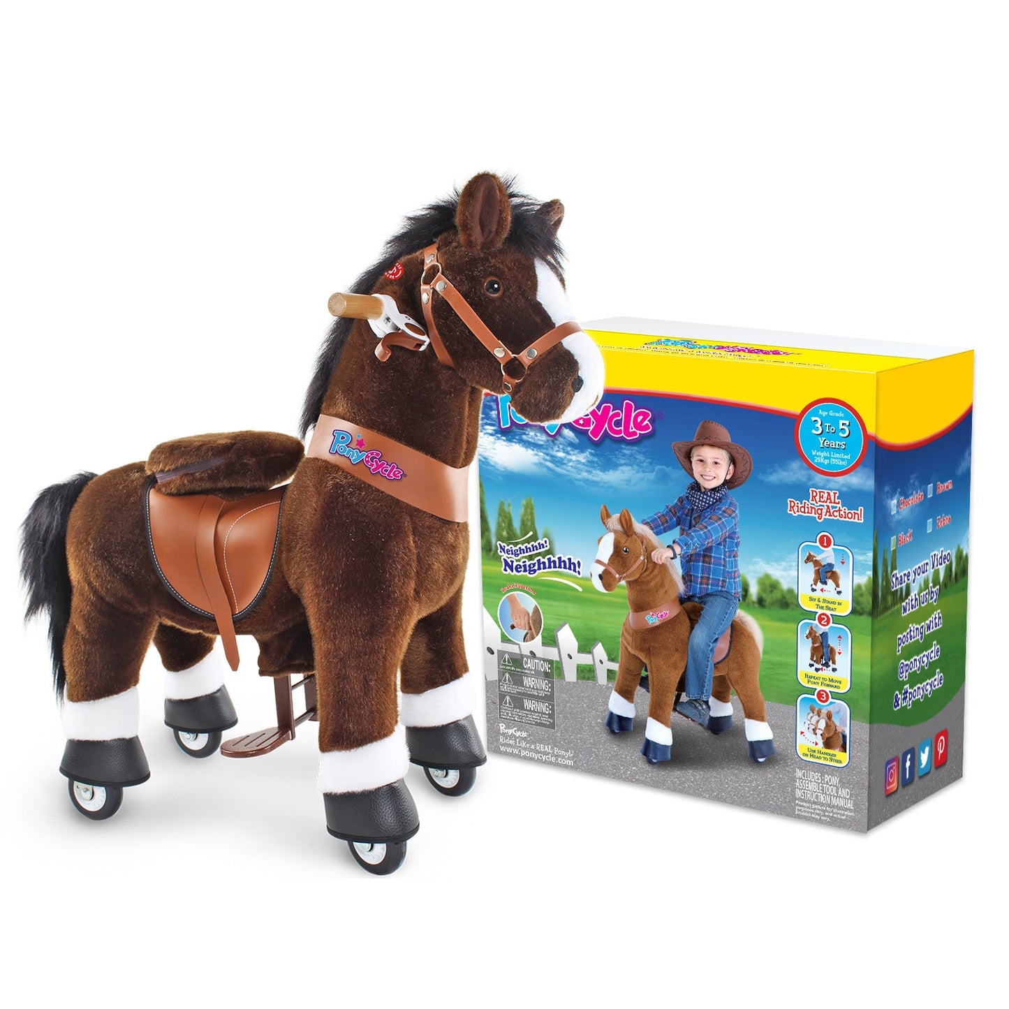Ride-on horse toy Age 3-4 Chocolate(UK&EU in Stock)