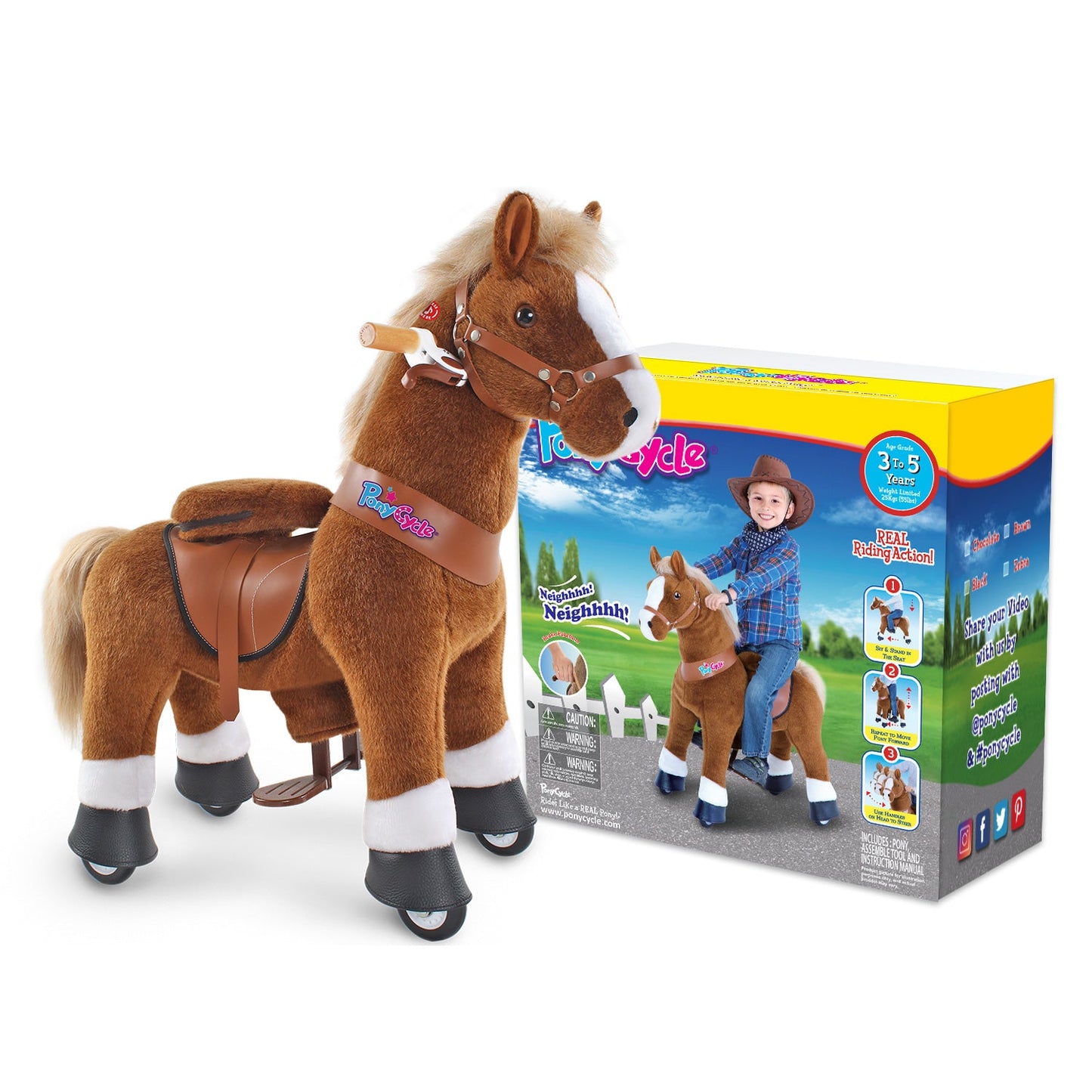 Ride-on pony toy Age 3-4 Brown(UK&EU in Stock)