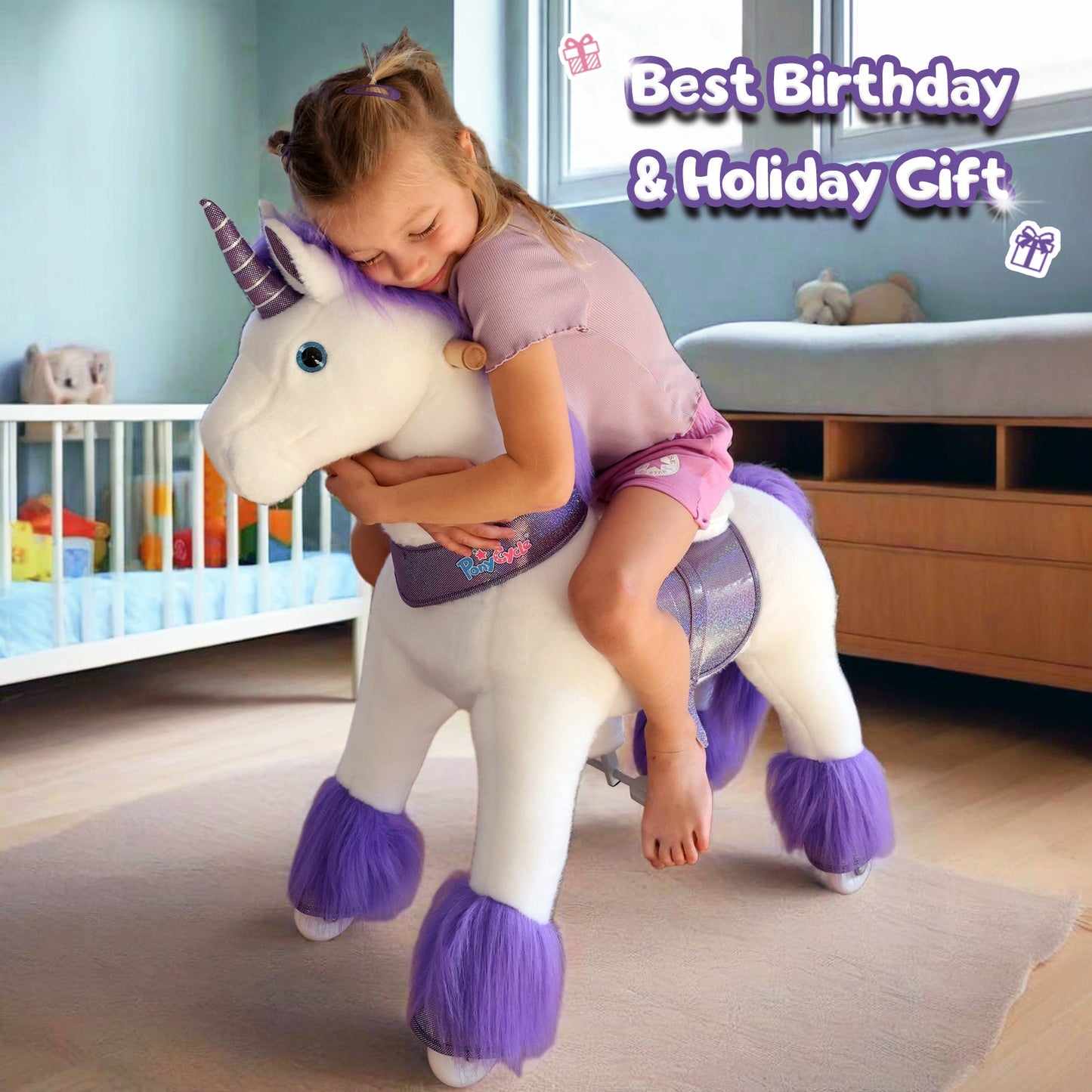 Ride-on Unicorn Age 3-4 Purple（UK&EU in Stock）