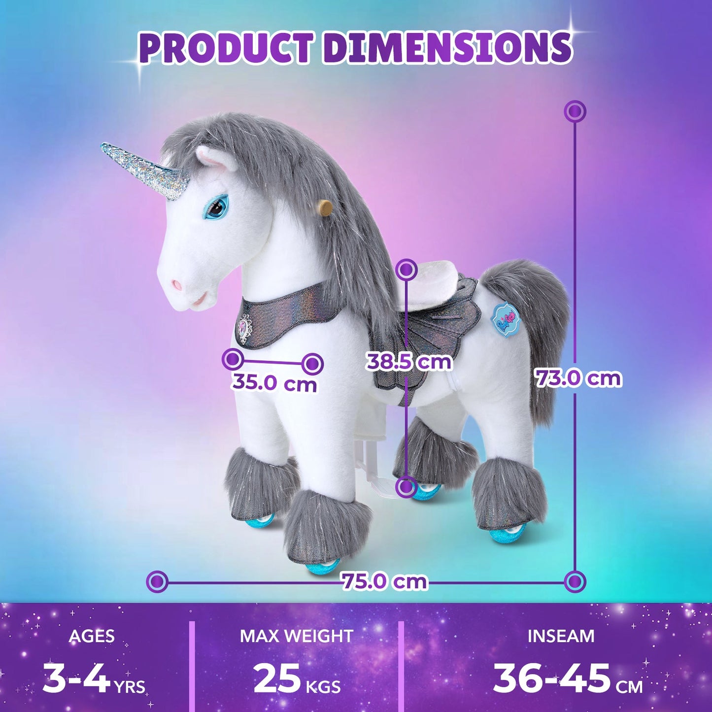 Model Y® Grey Unicorn Rideable Toy for Age 3-4（EU in Stock）