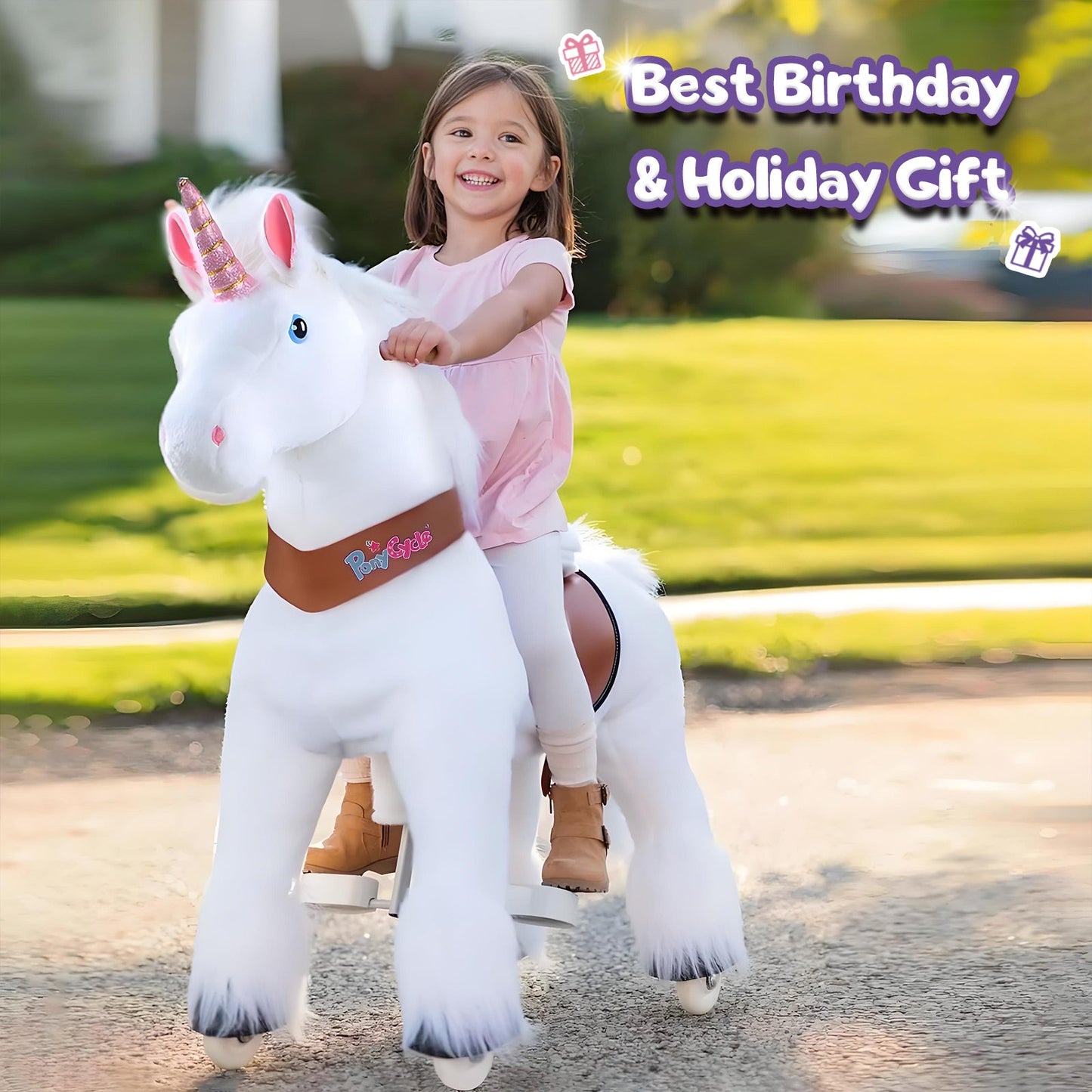 Unicorn riding toy Age 4-7 White（UK&EU in Stock）