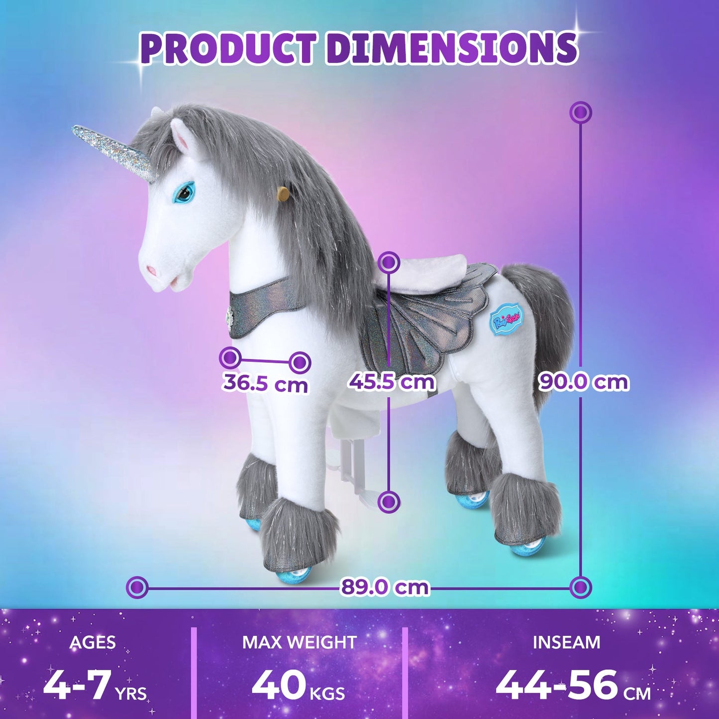 Model Y® Grey Unicorn Rideable Toy for Age 4-7（EU in Stock）