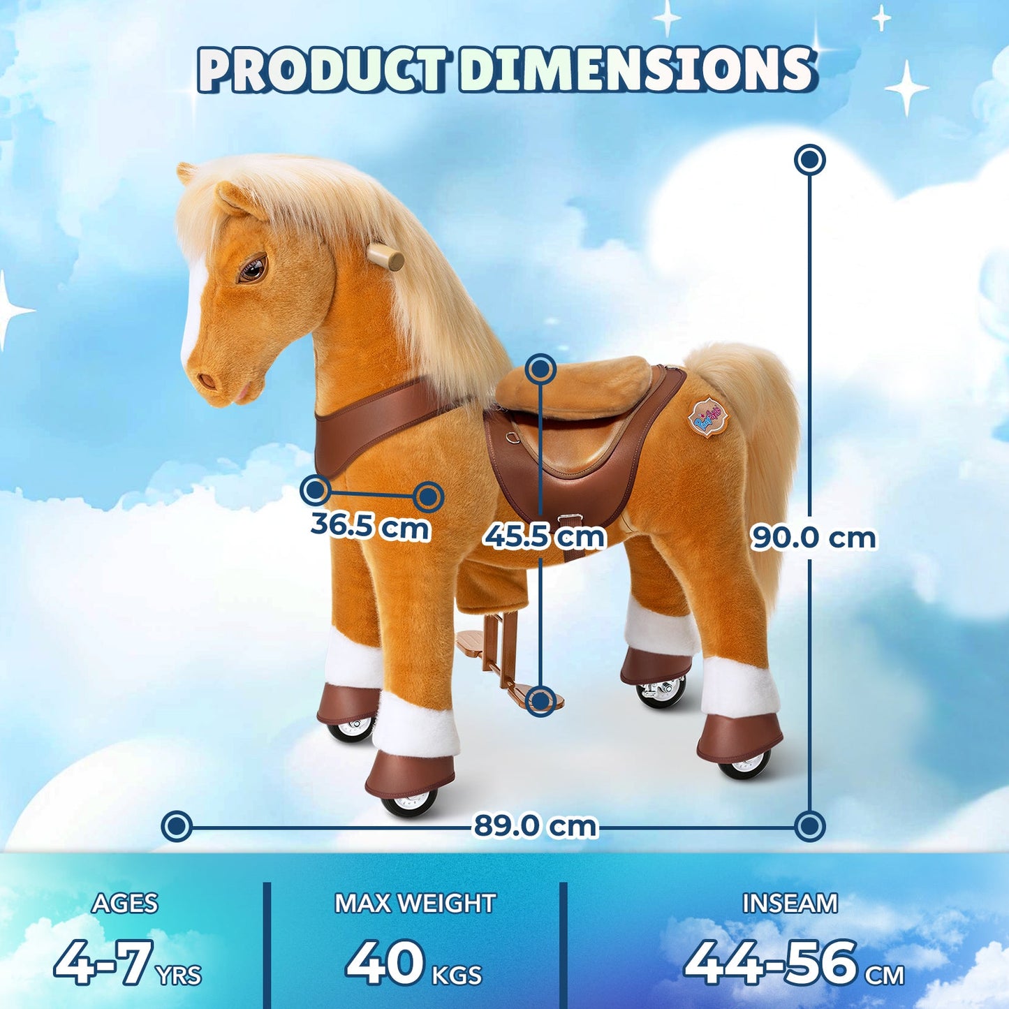 Model Y® Light Brown Horse Rideable Toy for Age 4-7（EU in Stock）