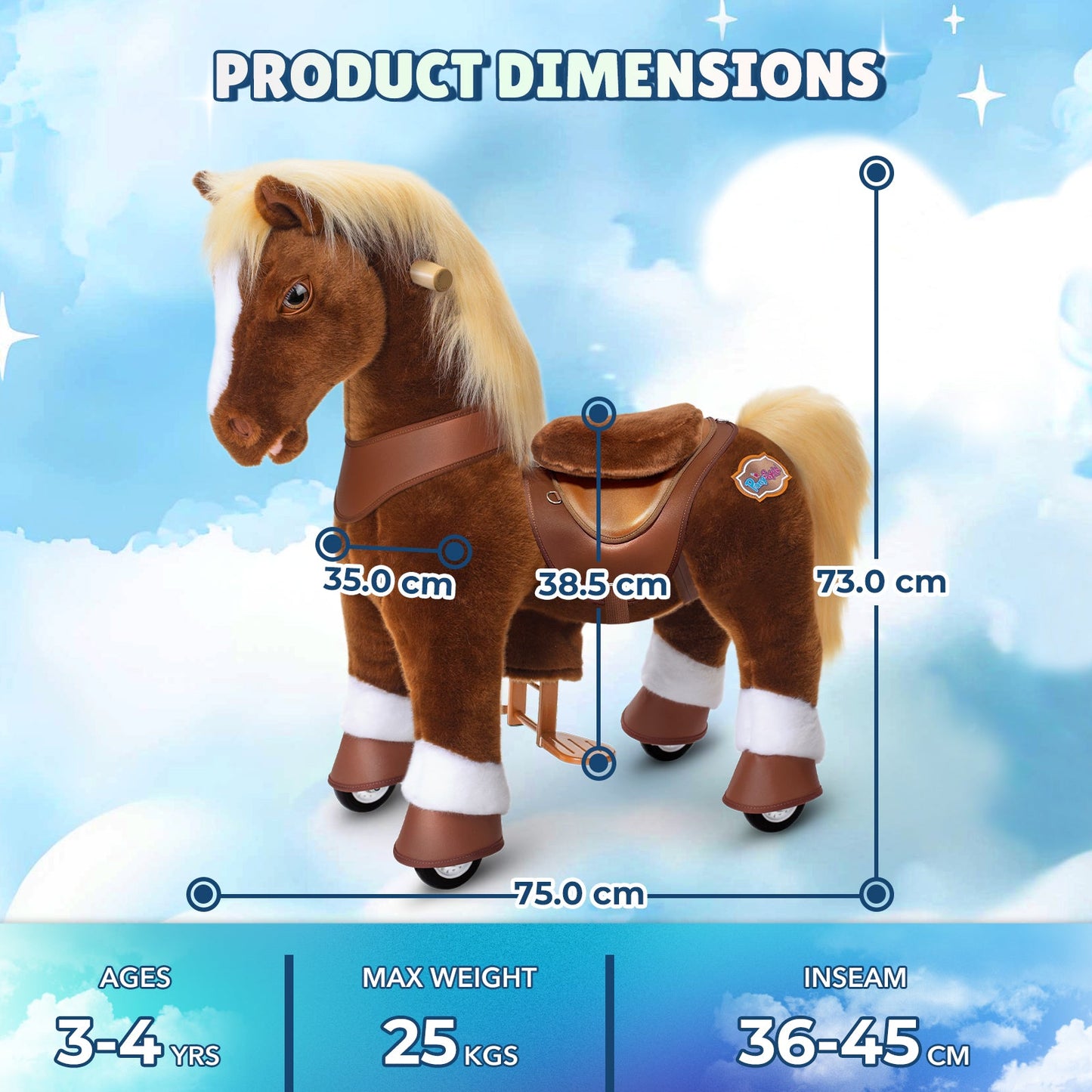 Model Y® Brown Horse Rideable Toy for Age 3-4（EU in Stock）