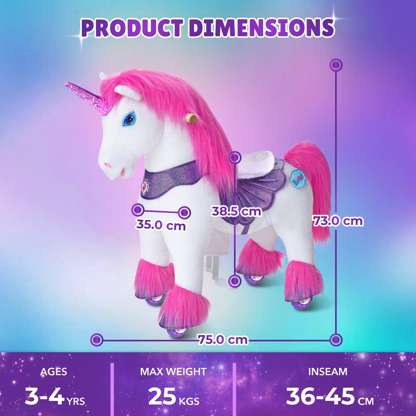 Model Y® Pink Unicorn Rideable Toy for Age 3-4（EU in Stock）