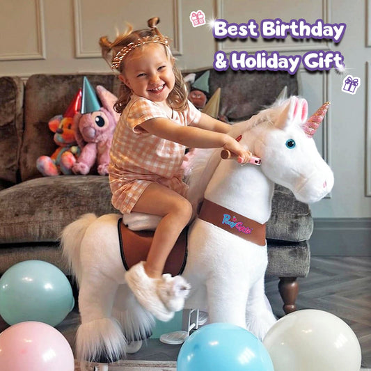 Unicorn ride-on toy Age 3-4 White（UK&EU in Stock）