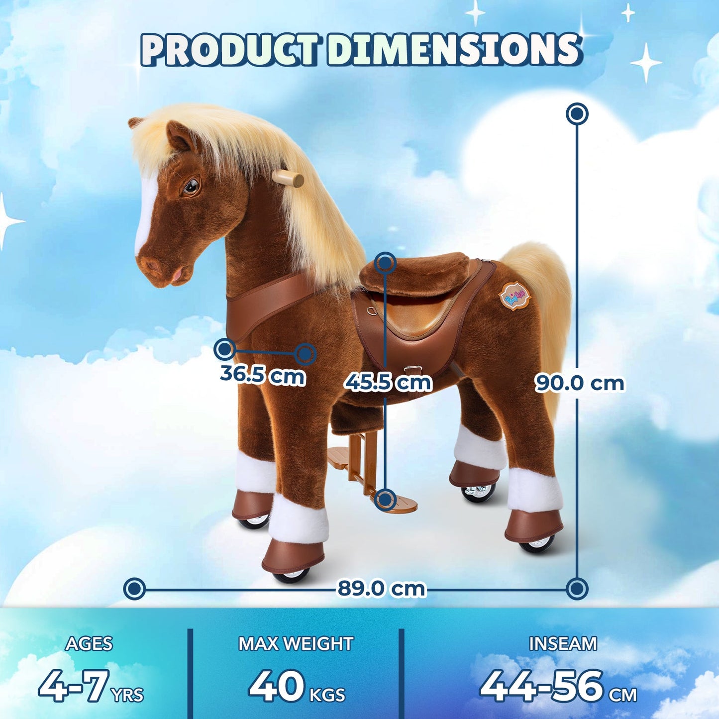 Model Y® Brown Horse Rideable Toy for Age 4-7（EU in Stock）