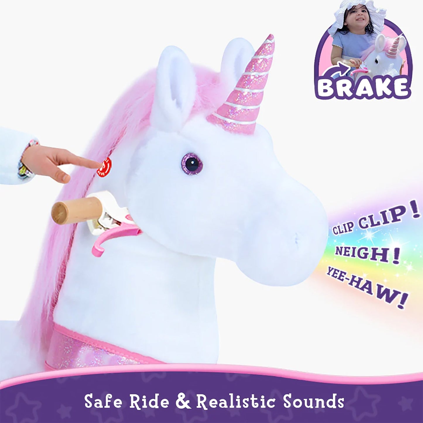 Ride-on plush unicorn Age 4-7 Pink（EU in Stock）