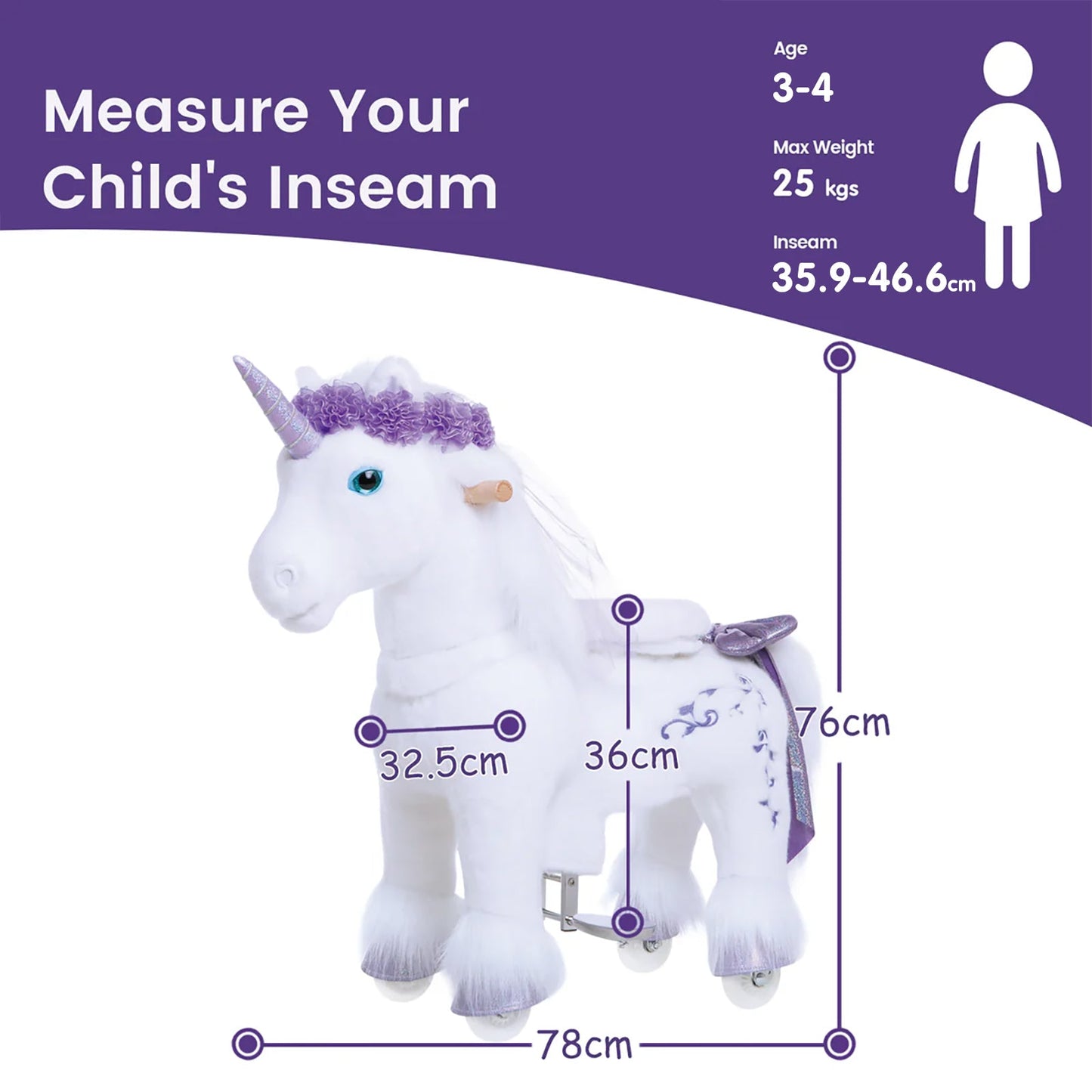 Model X® Ride-on Unicorn for Age 3-4 Purple（EU in Stock）