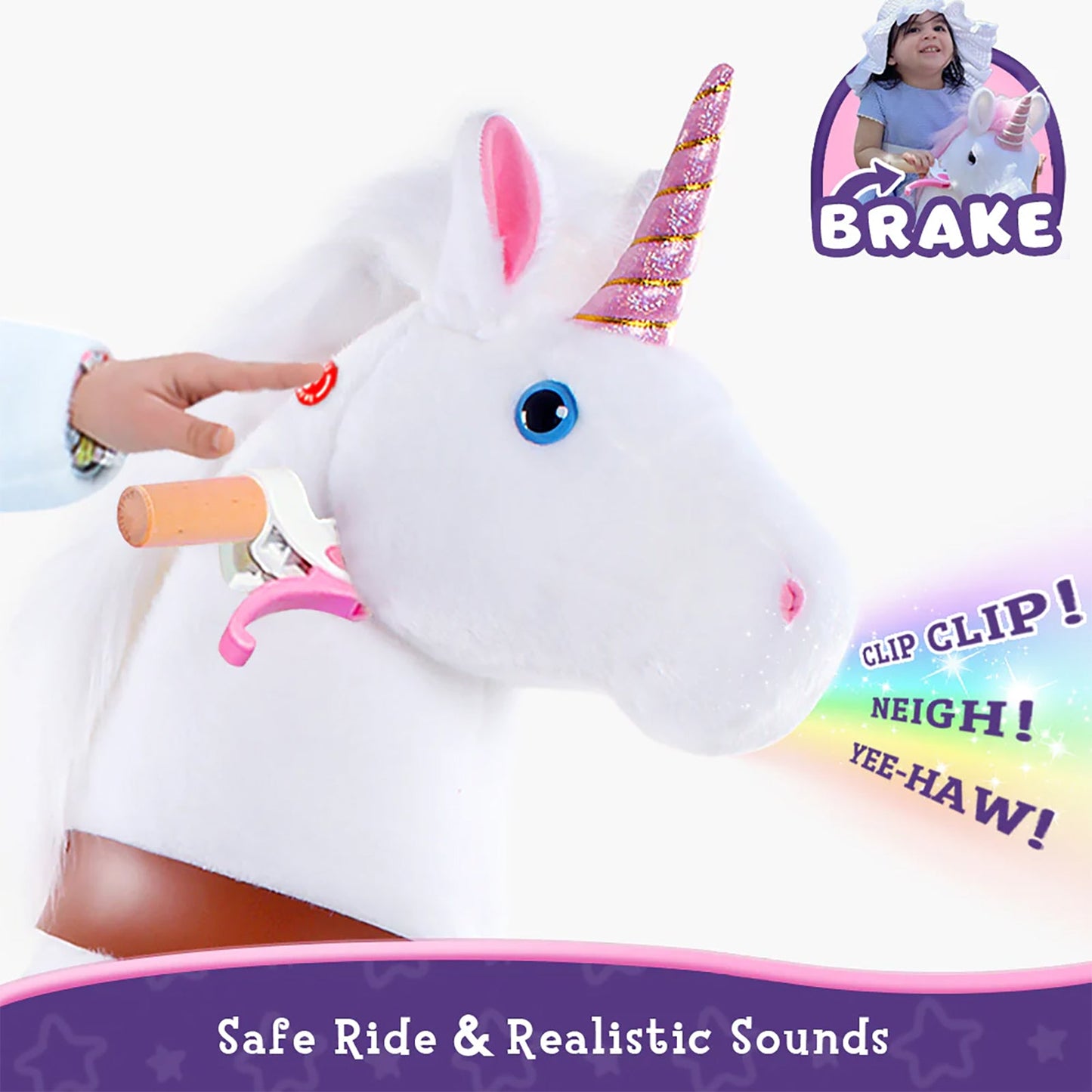 Unicorn ride-on toy Age 3-4 White（UK&EU in Stock）