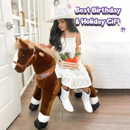 Ride-on pony toy Age 4-7 Brown（UK&EU in Stock）