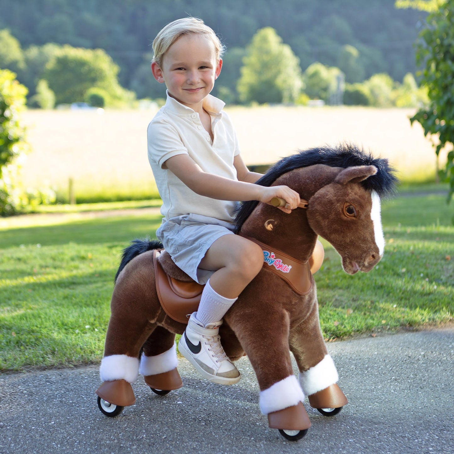 Model Y® Chocolate Brown Horse Rideable Toy for Age 3-4（EU in Stock）