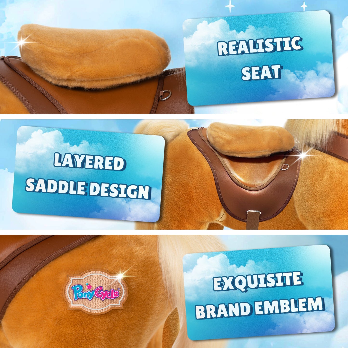 Model Y® Light Brown Horse Rideable Toy for Age 4-7（EU in Stock）