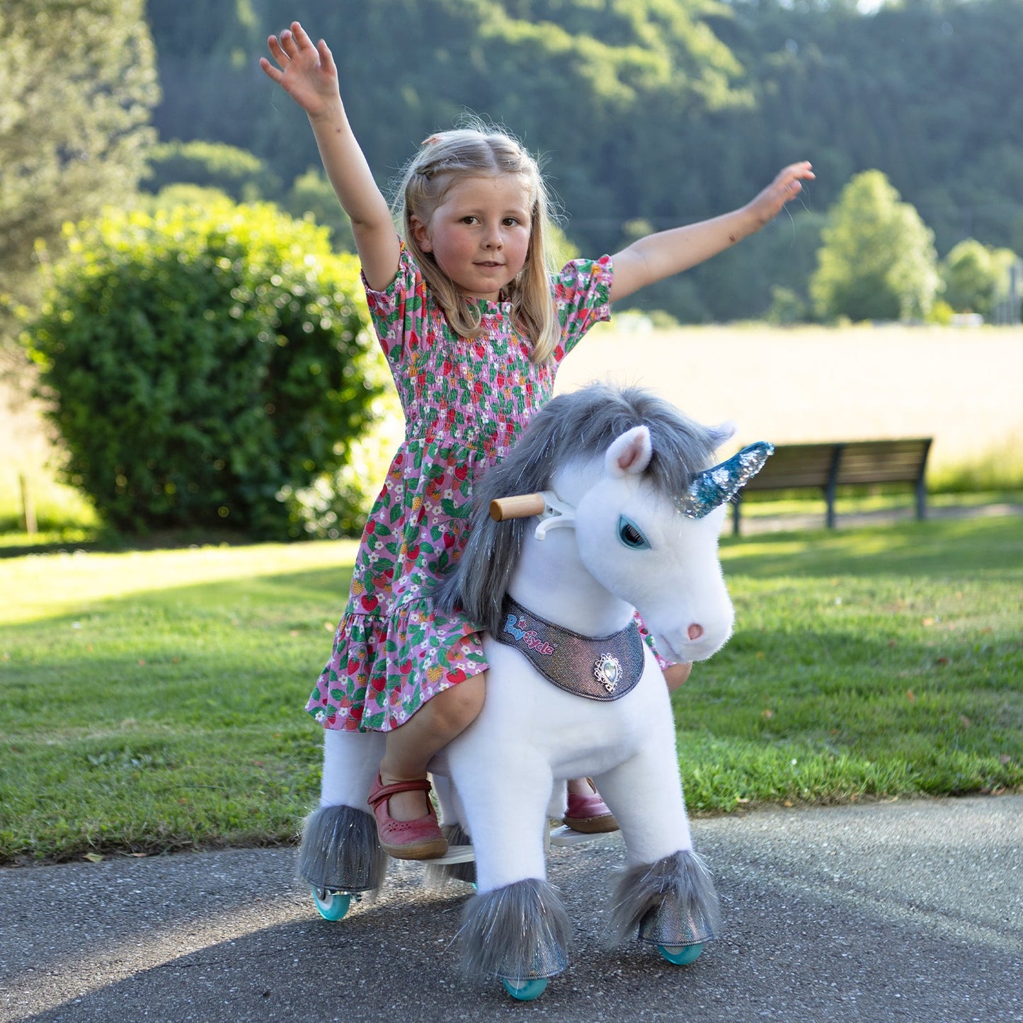 Model Y® Grey Unicorn Rideable Toy for Age 3-4（EU in Stock）