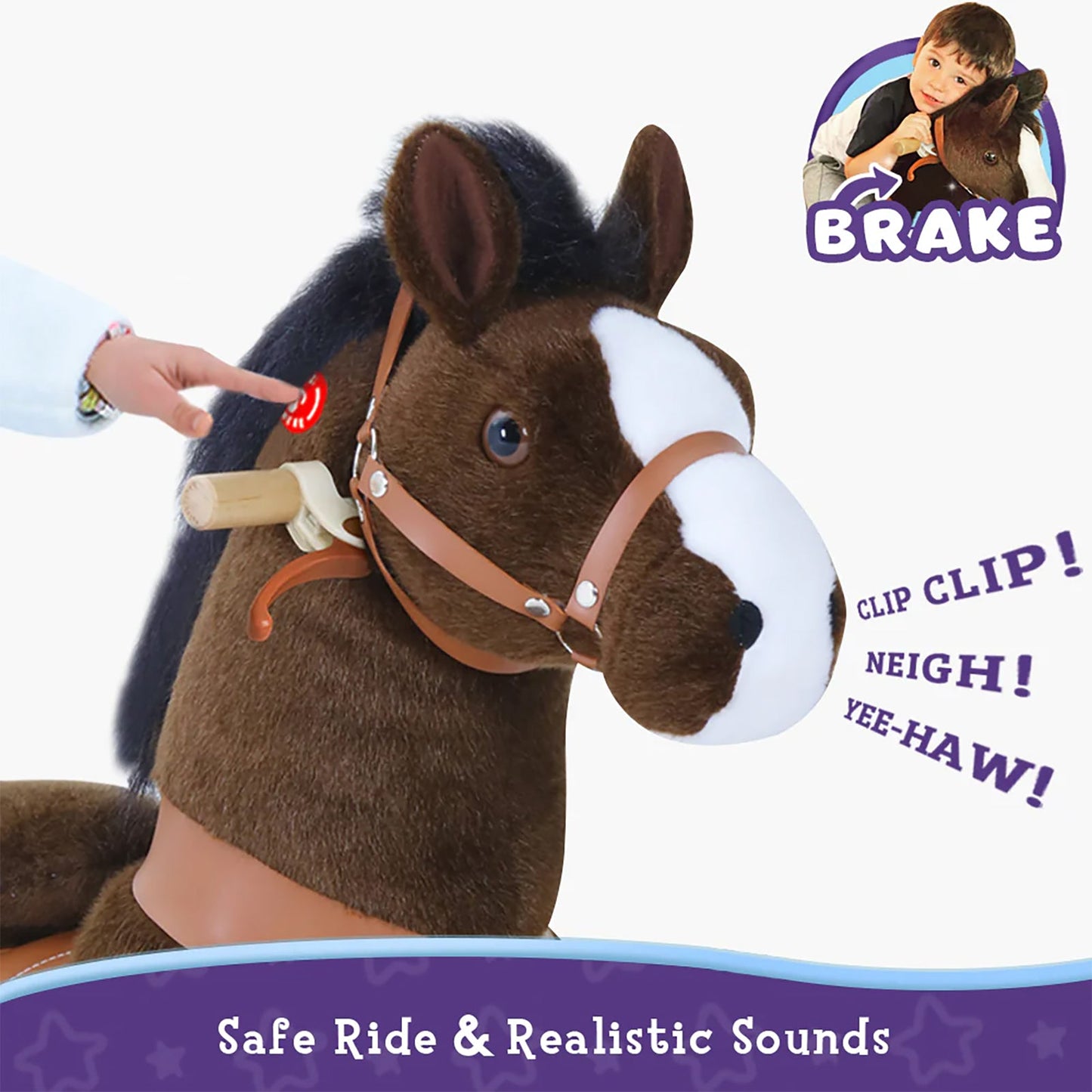 Ride-on horse toy Age 3-4 Chocolate（UK&EU in Stock）