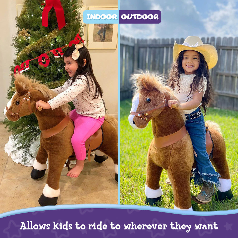 Ride-on pony toy Age 4-7 Brown（UK&EU in Stock）
