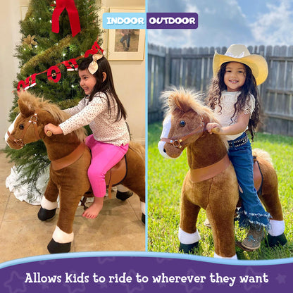 Ride-on pony toy Age 4-7 Brown（UK&EU in Stock）
