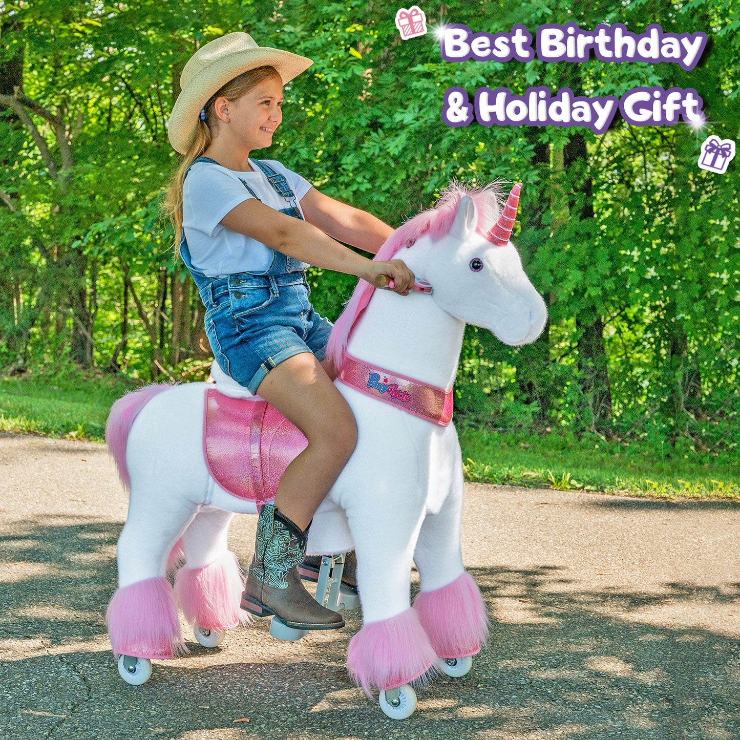 PonyCycle® Ride on Unicorn Size 5 for Age 7+ Pink（EU in Stock）