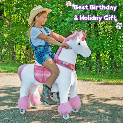 PonyCycle® Ride on Unicorn Size 5 for Age 7+ Pink（EU in Stock）