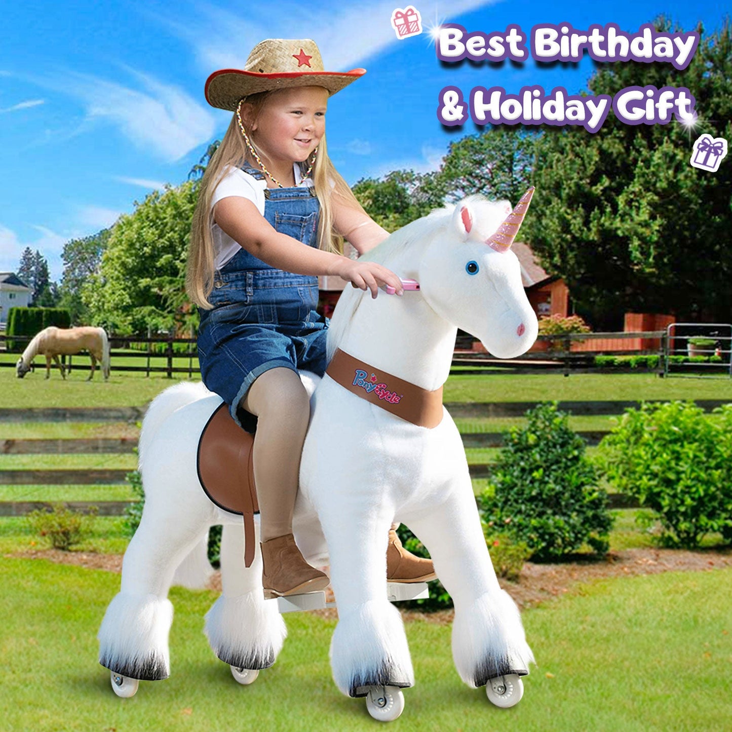PonyCycle® Ride on Unicorn Size 5 for Age 7+ White（EU in Stock）