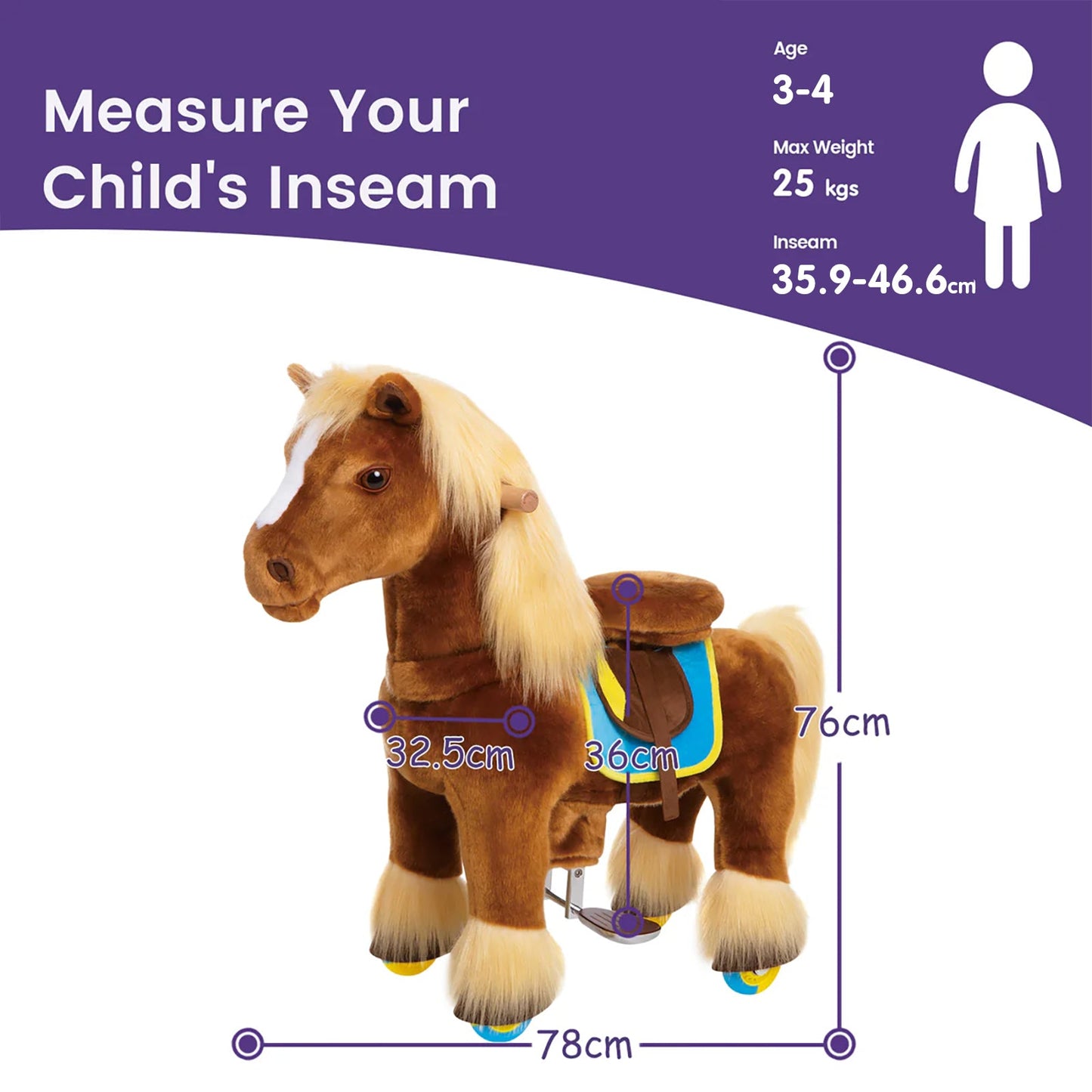 Model X® Riding Horse Toy for Age 3-4 Brown（EU in Stock）
