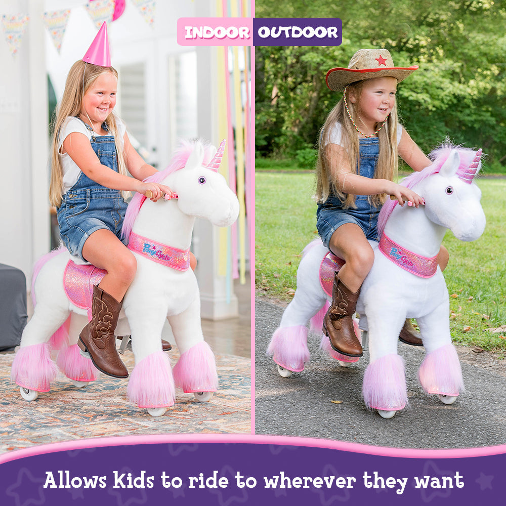 Ride-on plush unicorn Age 4-7 Pink（EU in Stock）