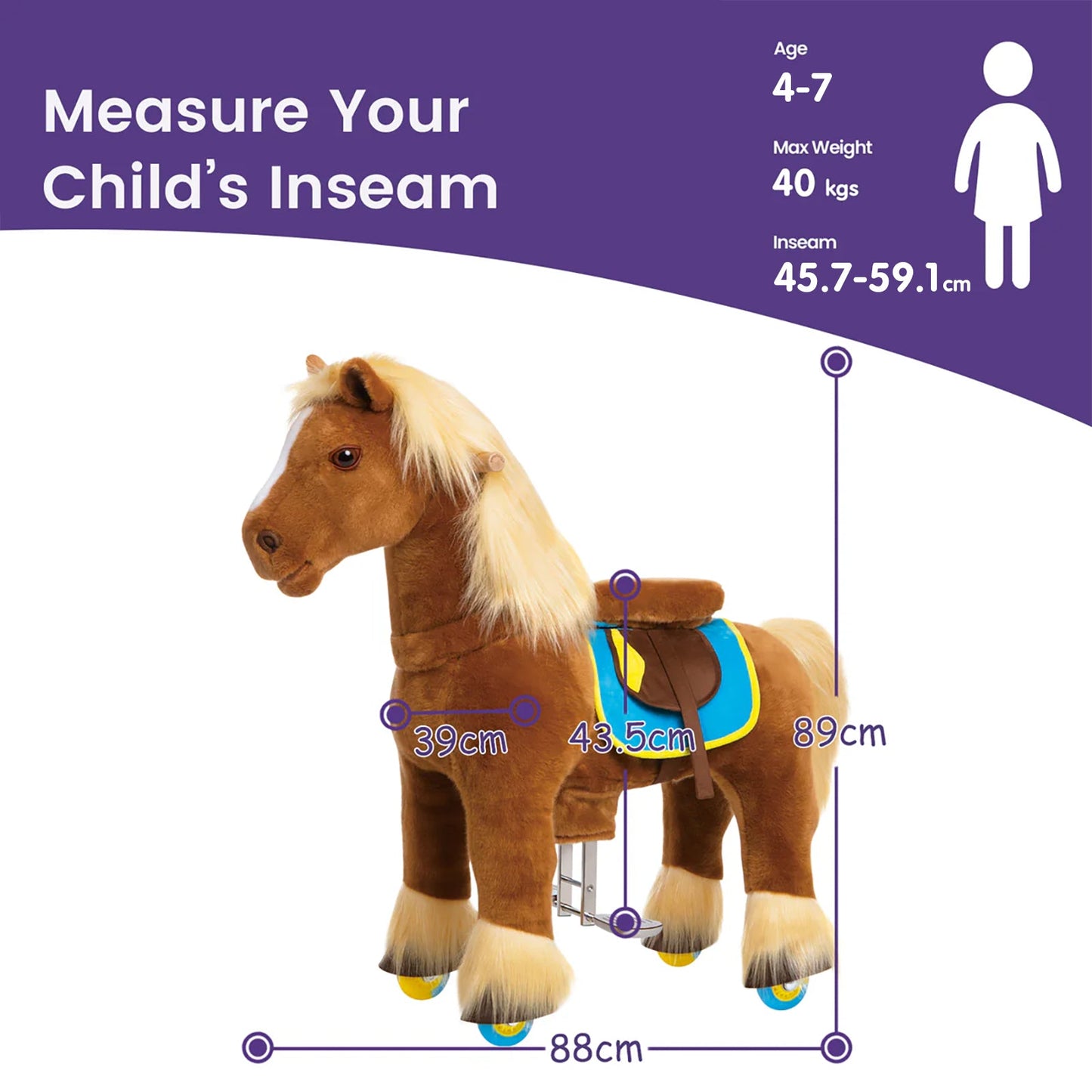 Model X® Horse Ride-on Toy for Age 4-7 Brown（EU in Stock）