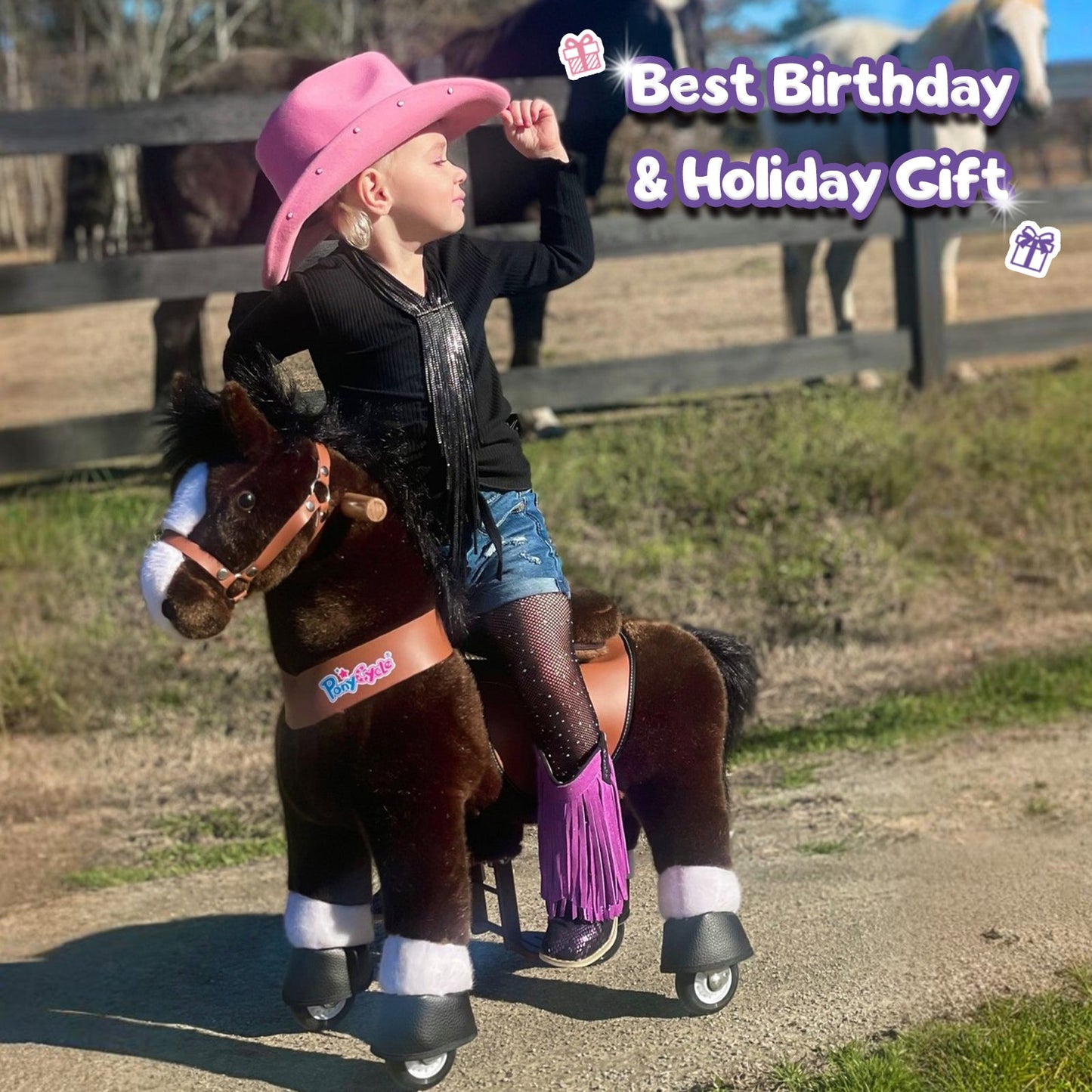 Ride-on horse toy Age 3-4 Chocolate（UK&EU in Stock）