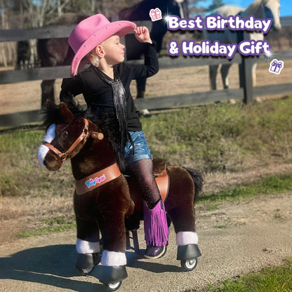 Ride-on horse toy Age 3-4 Chocolate（UK&EU in Stock）