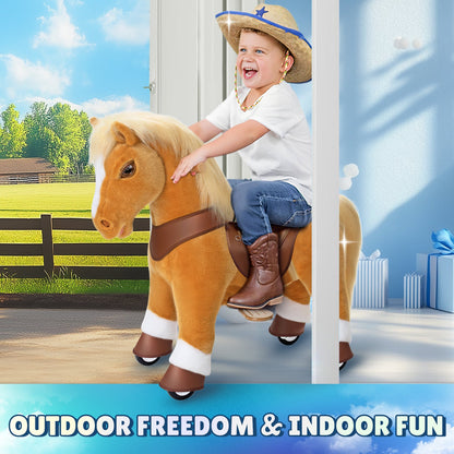 Model Y® Light Brown Horse Rideable Toy for Age 4-7（EU in Stock）