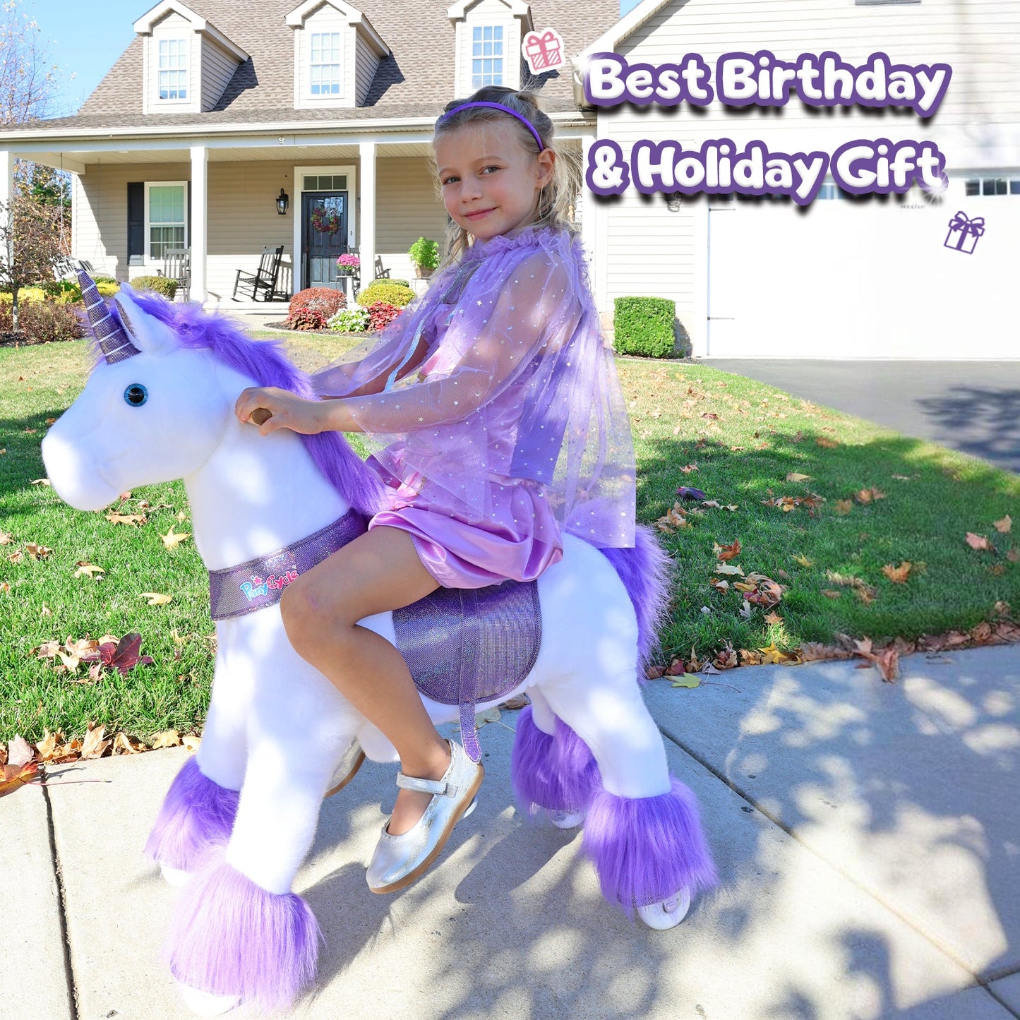 Ride-on plush unicorn Age 4-7 Purple（EU in Stock）