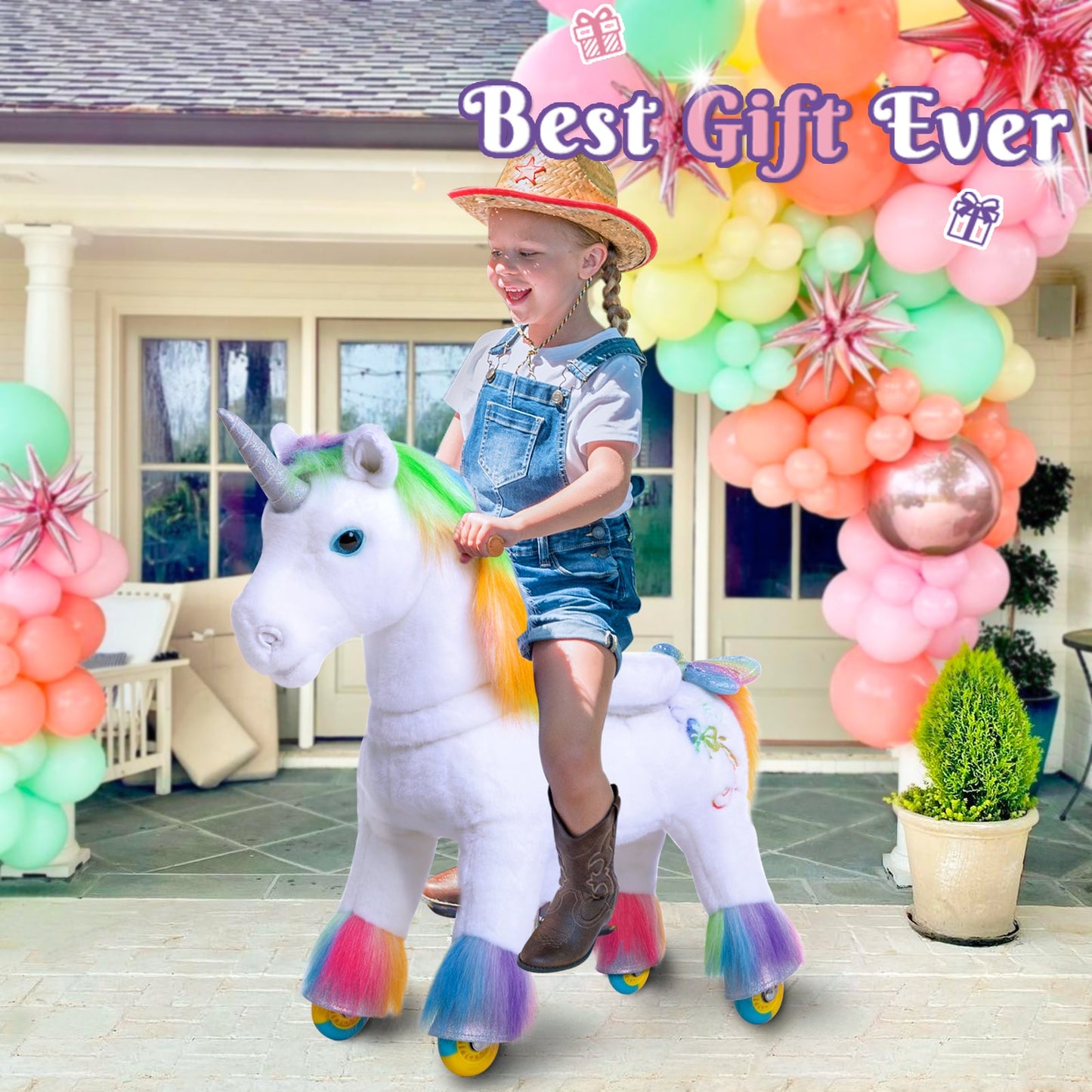 Model X® Unicorn Ride on for Age 3-4 Rainbow（EU in Stock）