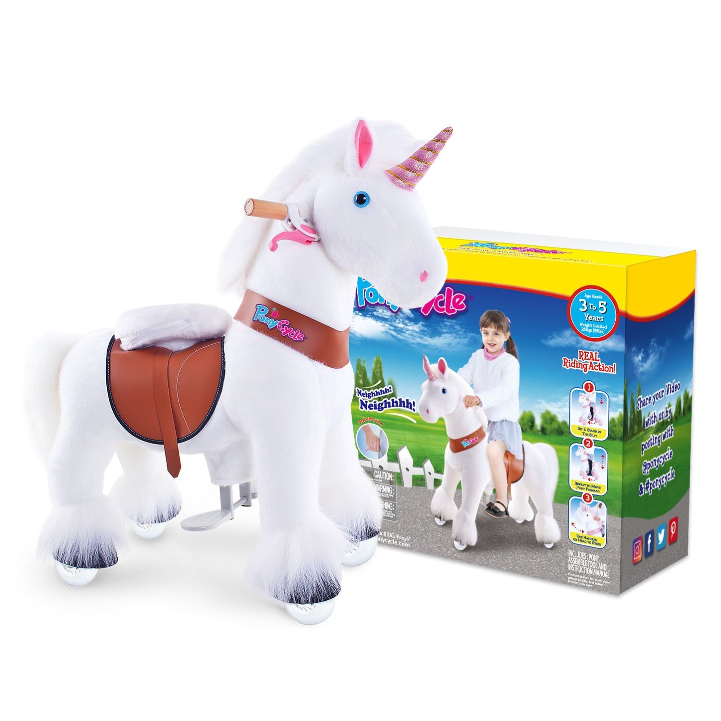 Unicorn ride-on toy Age 3-4 White（UK&EU in Stock）