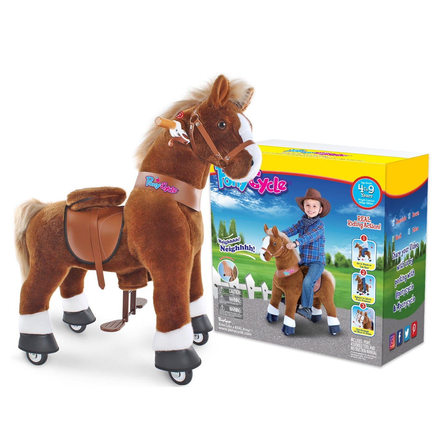 Ride-on pony toy Age 4-7 Brown（UK&EU in Stock）
