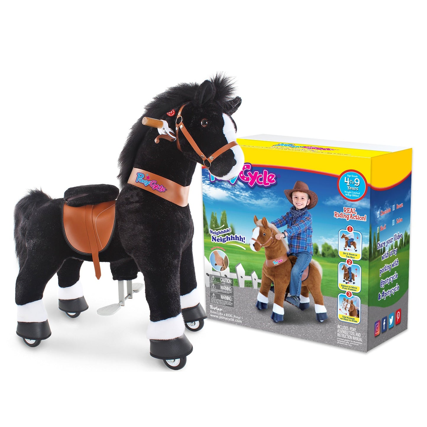 PonyCycle® horse Age 4-7 Black（UK&EU in Stock）