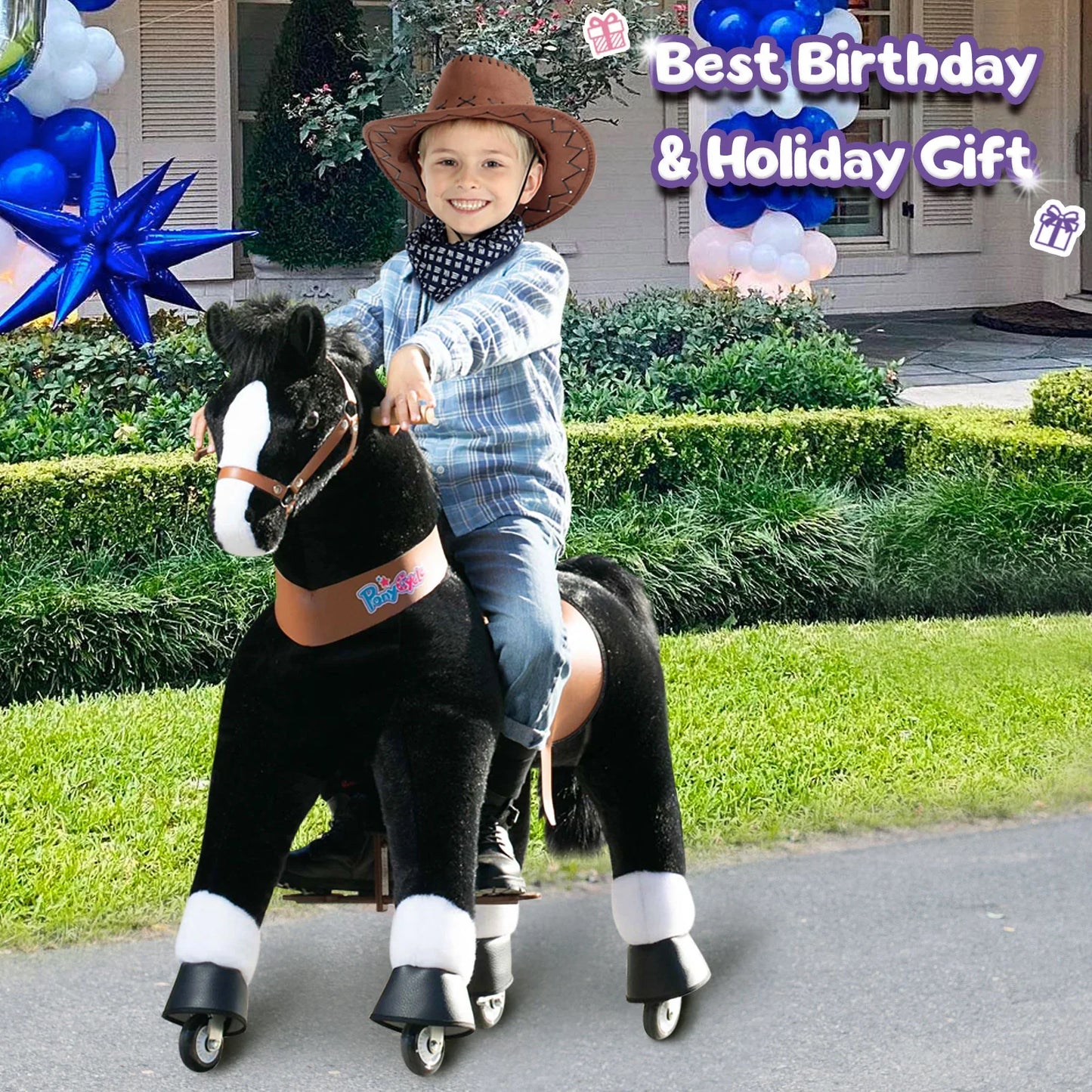 PonyCycle® Ride on Horse Size 5 for Age 7+ Black（UK&EU in Stock）